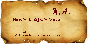 Mazák Ajnácska névjegykártya